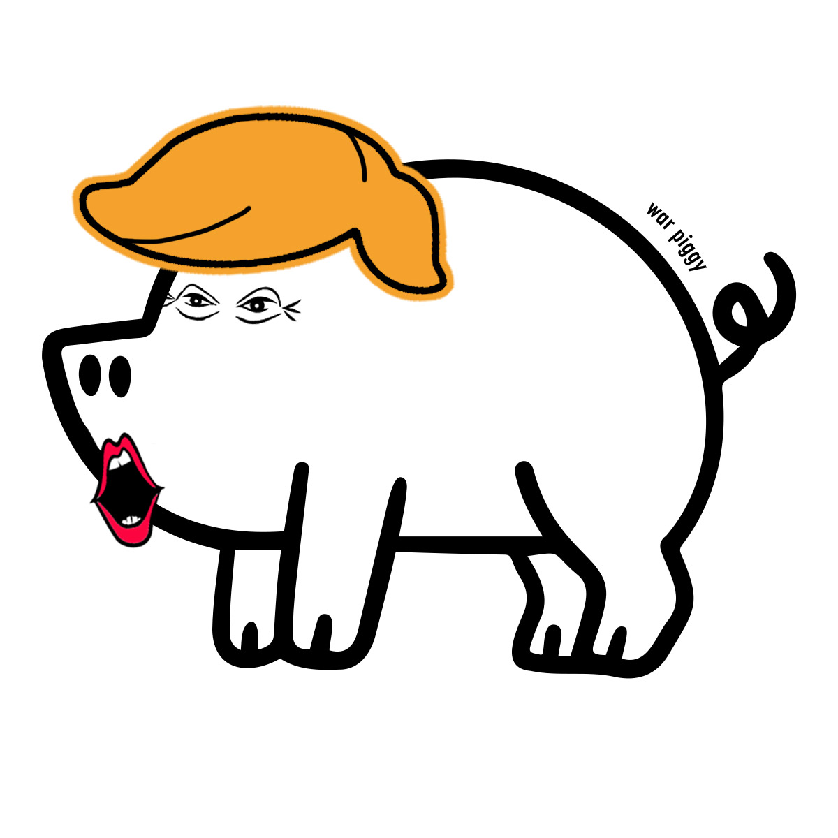 war pig, graphic, pig, wig, lips, political